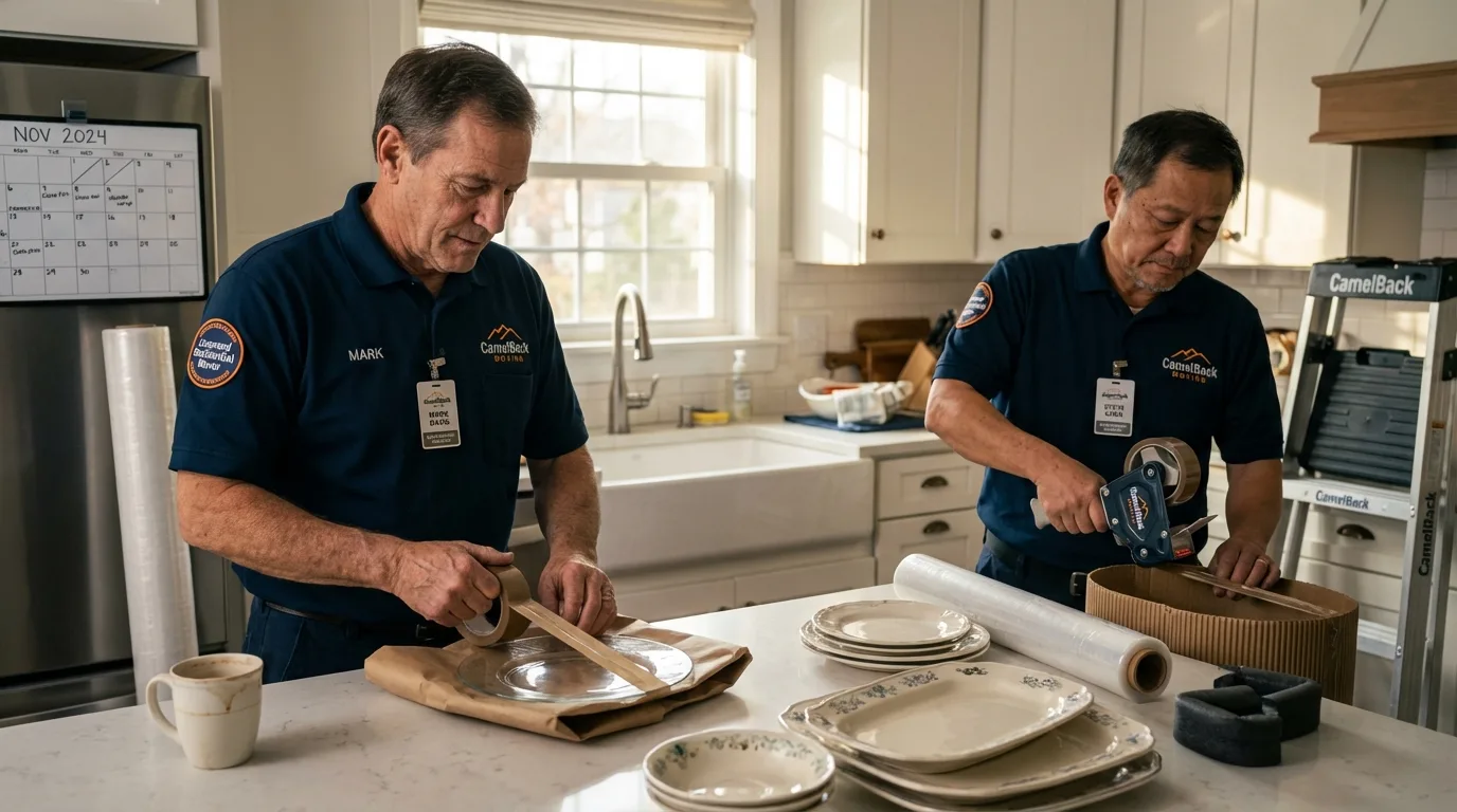 Professional crew packing kitchen dishware in Bridgeport, TX